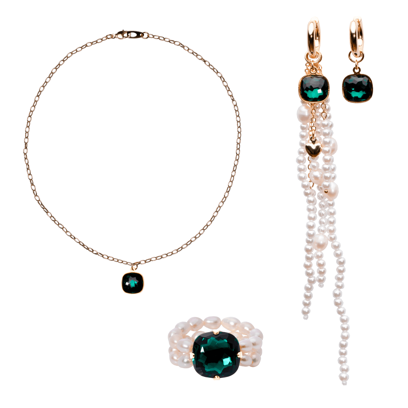 Серьги, колье и кольцо BIS JEWELS