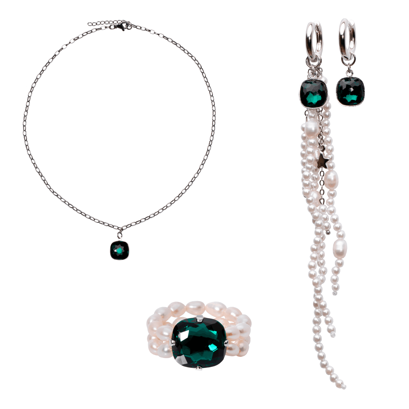 Серьги, колье и кольцо BIS JEWELS