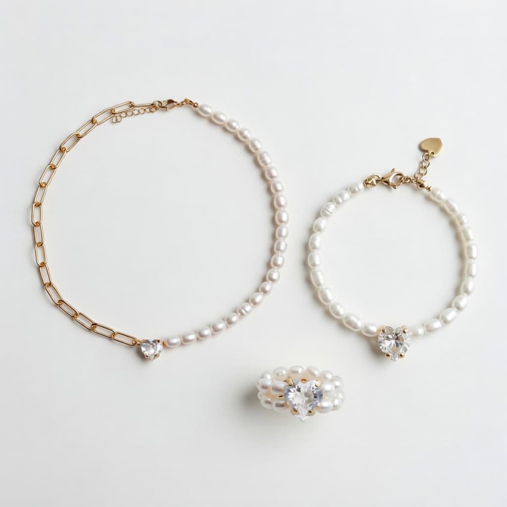 Браслет, комбинированый чокер и кольцо с сердцем BIS JEWELS