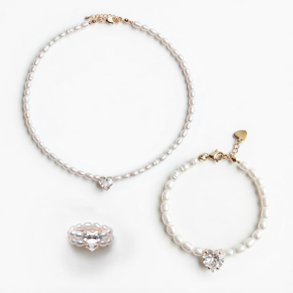 Браслет, чокер и кольцо с сердцем BIS JEWELS